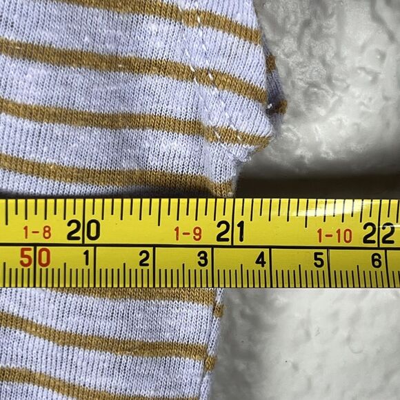 Madewell Sz M Stripe Linen Blend U-Scoop Short Sleeve Tee Distant Lavender ND798 - Picture 11 of 12